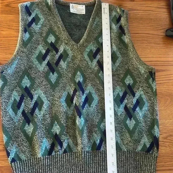 Vintage London Fog virgin acrylic knitwear of distinction W woven design mens XL - Picture 6 of 6